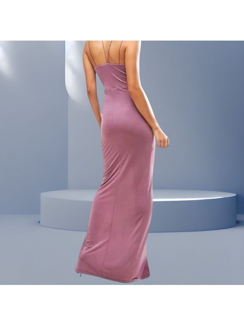 ASOS Babydoll Cami Maxi Dress Bodycon Curved Split Lilac Mean Girls Y2K 90s US 6 - Picture 4 of 13